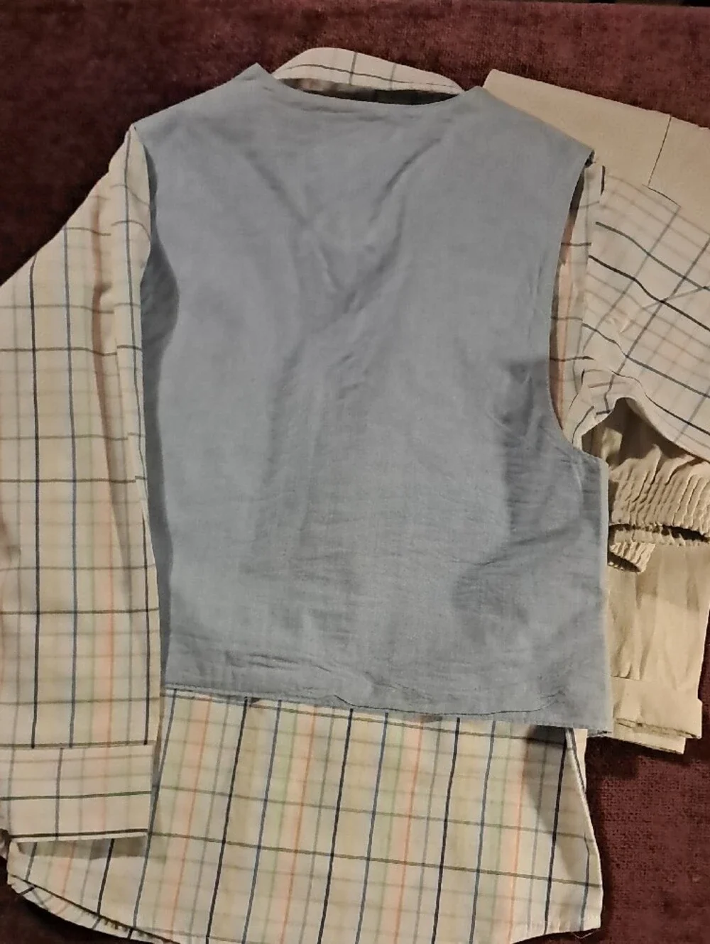 IZOD Boy’s Beige Vest and Pants with Plaid Shirt - Size 6